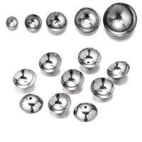 50pcslot stainless steel silver tone charm bead caps round 3 4 5 6 8mm jewelry connectors fit diy tassel bracelets making