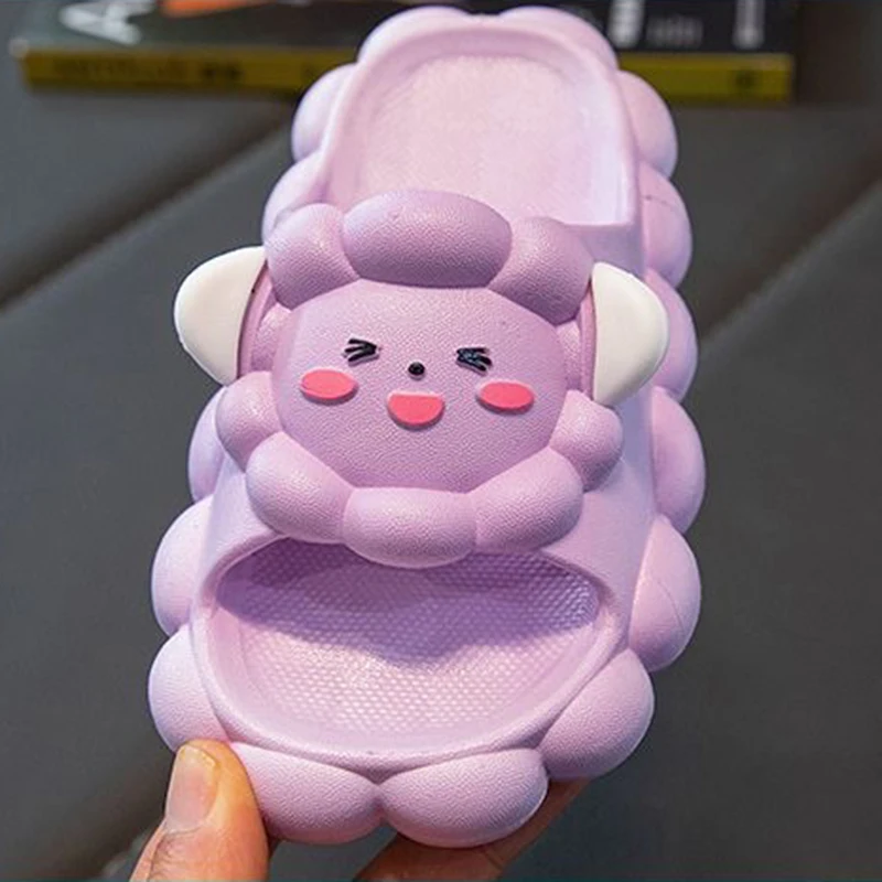 Летние детские тапочки с милыми животными и принтами удобные для домашнего