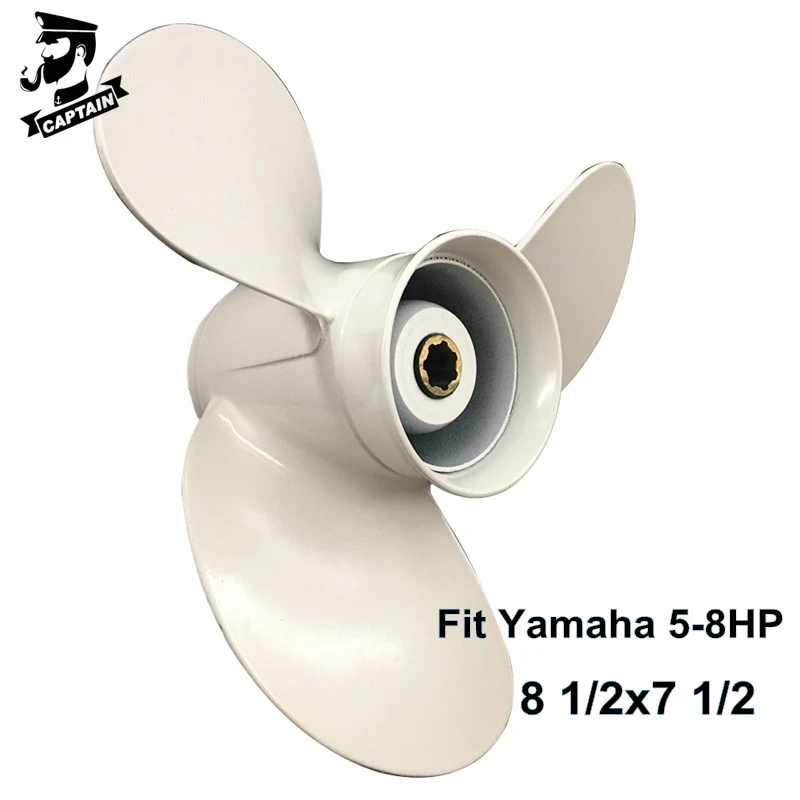 

Captain Boat Propeller 8 1/2x7 1/2-N Fit Yamaha Outboard Engine 6HP 8HP F6 F8 F9.9HP Aluminum Marine Part 7 Tooth Spline 3 Blade