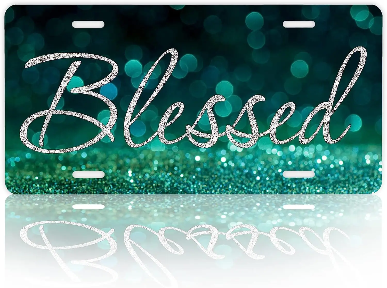 

License Plate Blessed Decorative Car Front License Plates Vanity Tag Metal Car Plate Aluminum License Plate 6X12 Inch 4 Holes
