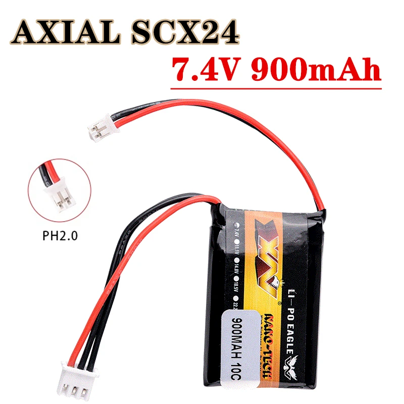 

Original HJ 2S 7.4V 900mAh 10C Lipo Battery For AXIAL SCX24 SCX2 90081 C10 1/24 Rc Car Models Spare With PH2.0 7.4V Battery