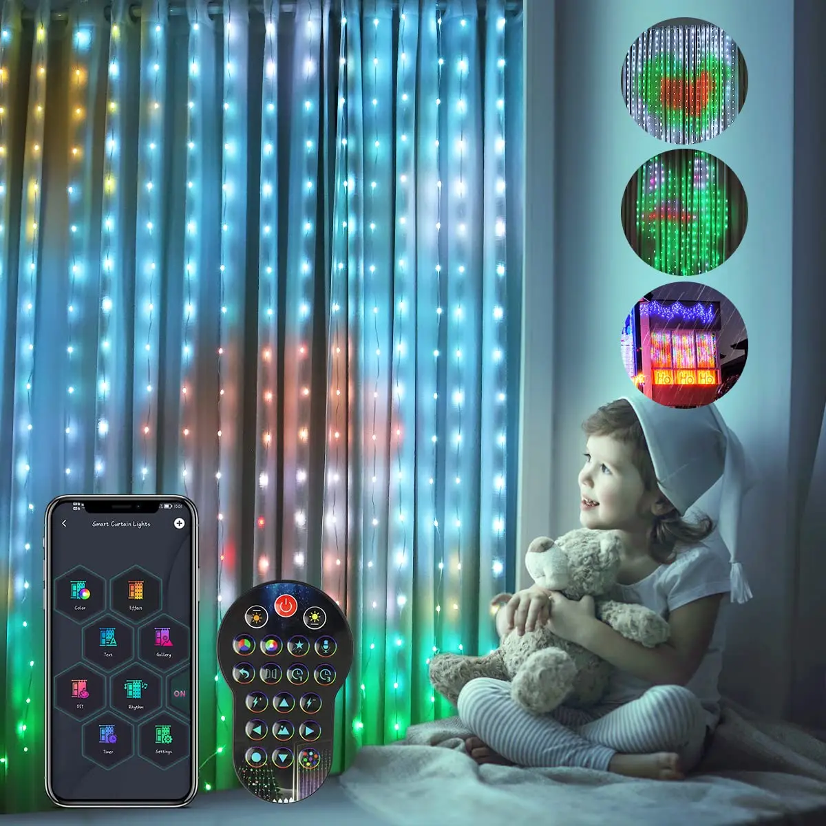 

Christmas LED Light String Programmable Colorful Smart LED Hanging Curtain Light APP Remote Control Fairy Lights Wedding Decor