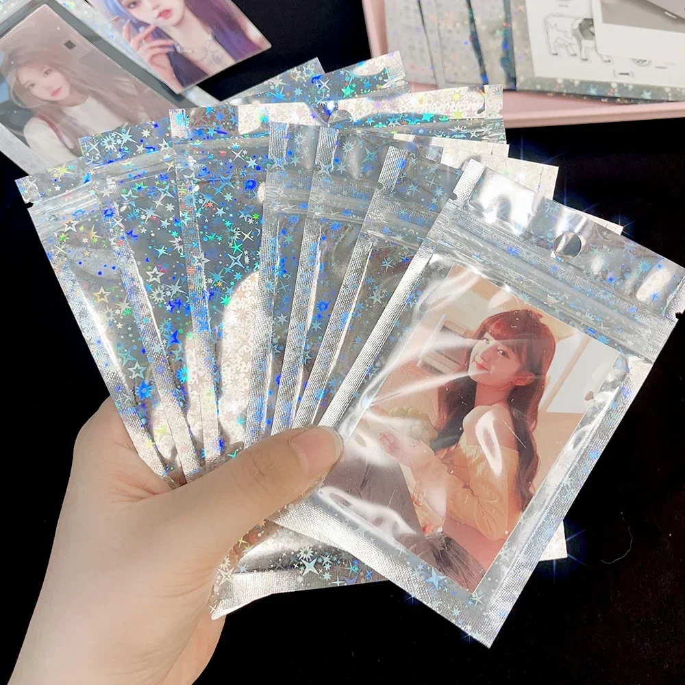 10-50 шт. блестящая Звезда Kpop держатель для фотокарт сумка на молнии блестящий