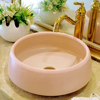 Art Oriental Hand Made Ceramic Pink Wash Basins For Home Hotel Bathroom