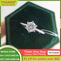 high quality 18k white gold color tibetan silver ring prong setting round 1 0ct created diamond wedding bands jewelry for women