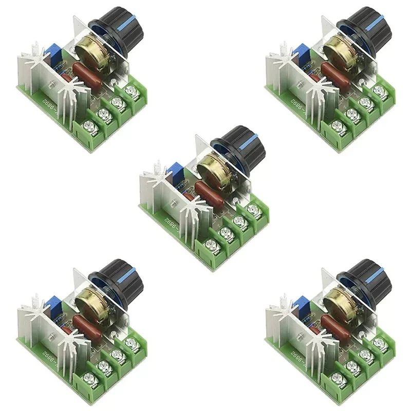 

5PCS AC 220V 2000W SCR High Power Electronic Voltage Regulator Module Adjustable Motor Speed Controller Regulation 25A