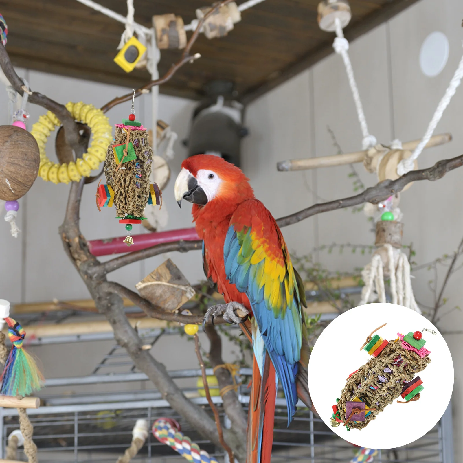 

Маленькая птица-попугай, интересная Веселая клетка, деревянные аксессуары для попугаев