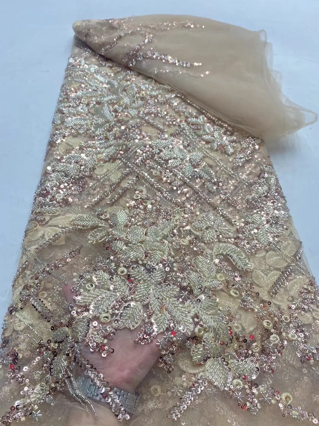 2024 Африканская Нигерия Высокое качество Тюль с блестками Кружевная ткань