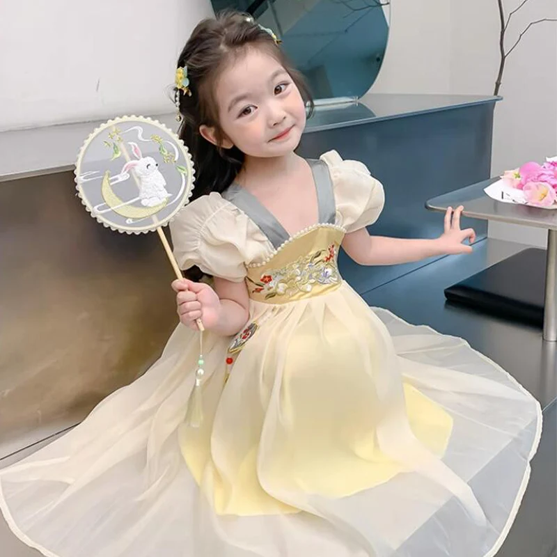 

Toddler Baby Flower Girl Dresses For Wedding Antique Hanfu Children Chinese Traditional Tang Dynasty Photography Cosplay Party