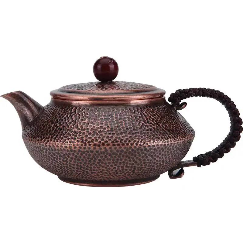 Маленький медный чайник в стиле ретро Традиционный красный ручной работы для