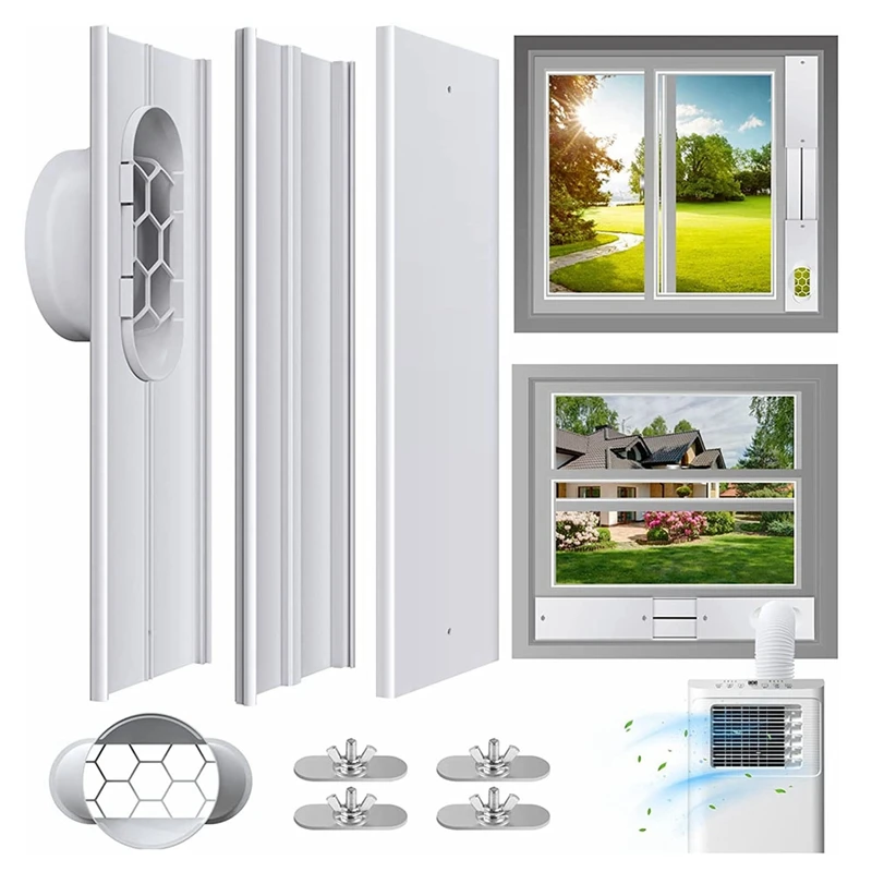 

AC Window Vent Kit Air Conditioner Window Kit For Sliding Window, AC Vent Kit With Coupler Window Seal For AC Unit