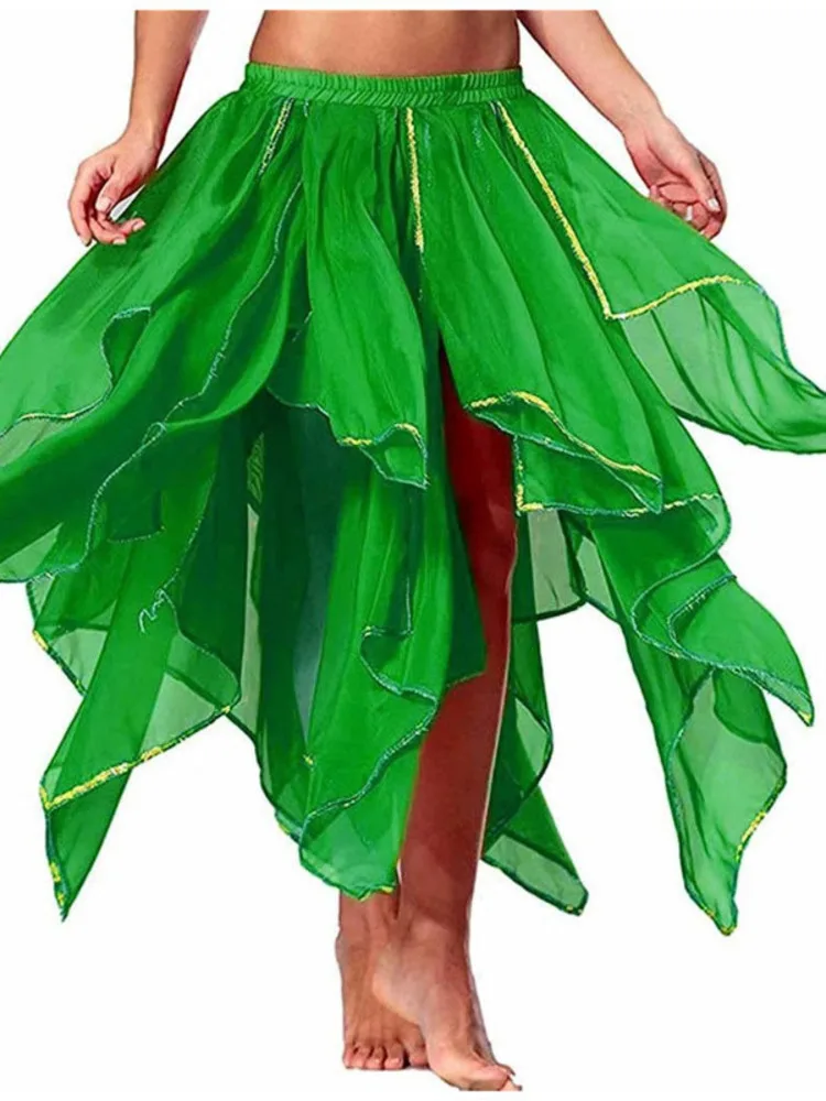 

Sequins Oriental Dancing Belly Fantasia Latin Clothes High Waist Festival Women Dancer Jazz Ruffle Dance Skirts Performance
