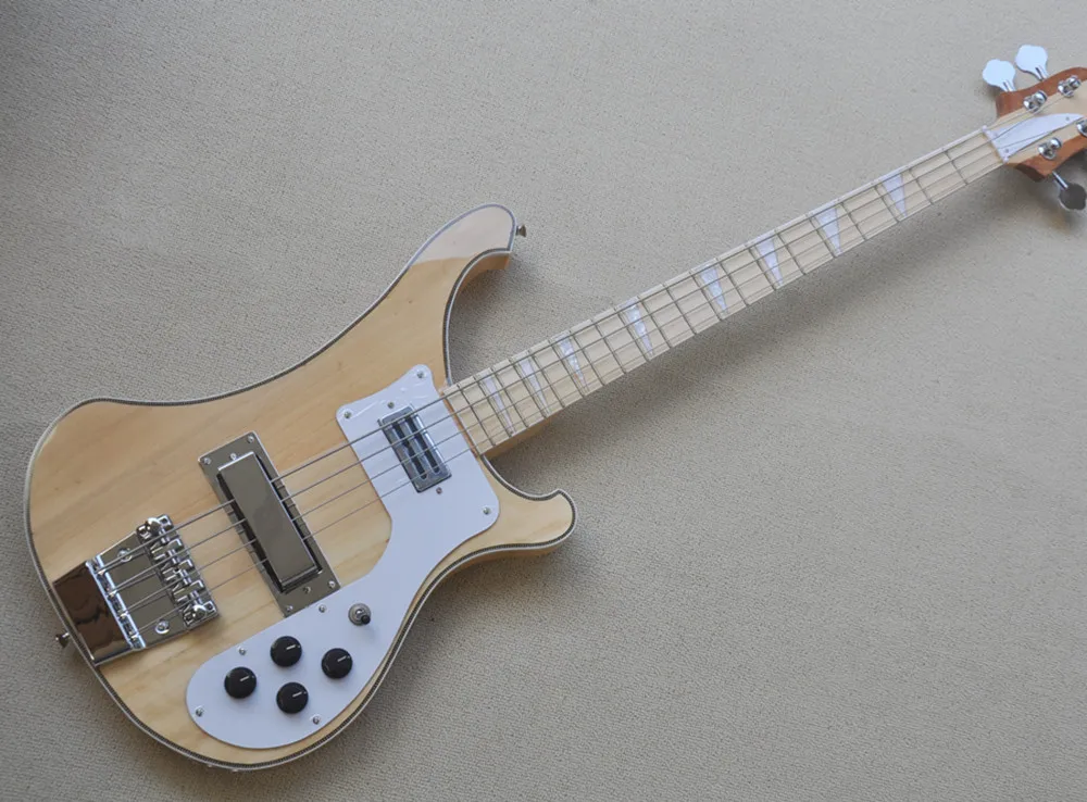 

4 strings Electric Bass Guitar with White Pickguard,Maple Fingerboard,Neck Through Body,Chrome Hardware,Provide custom