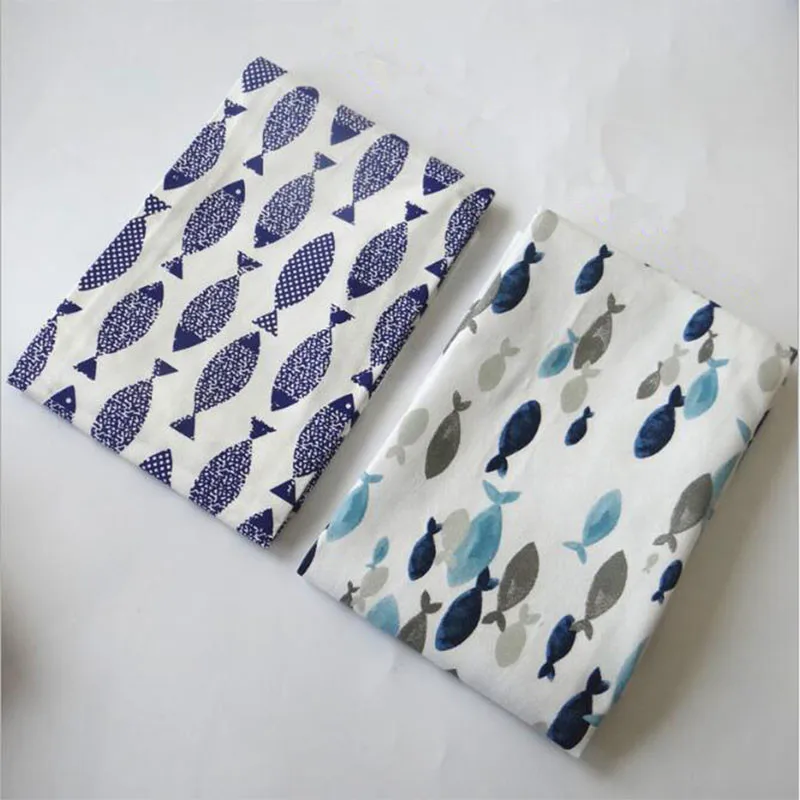 

Kitchen Towels Dining Table Napkins Light Blue Fish Mediterranean Fish Printing Cloth Restaurant Napkins For Wedding