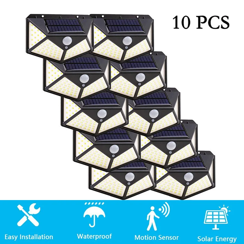 

Solar Lights Outdoor IP65 Waterproof Motion Sensor Lights 100 LED 270° Wide Angle Security Lighting For Porch Garage Yard Patio