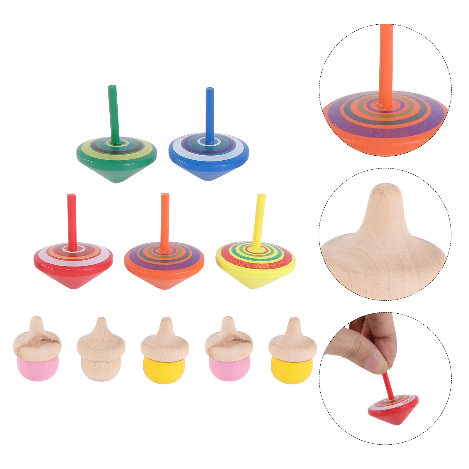 

10pcs Wooden Tops Interesting Tops Wooden Toys(Random Color)