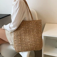 fashion women straw bag hand beach rattan shoulder bags large beach straw tote bag vintage woven handbags women shopping bag