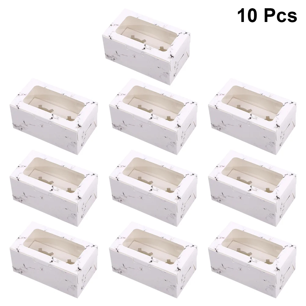 10 шт. мраморные коробки для кексов со вставками держатель с окном контейнеры