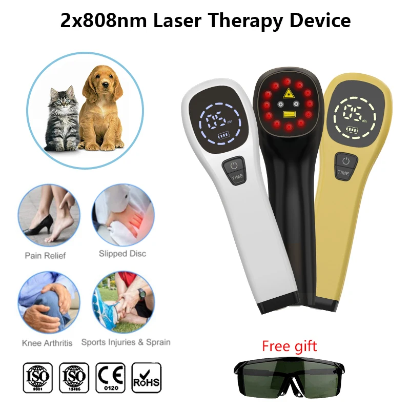 

White Black Laser Therapy Devices 14 Laser Diodes Handheld Medical Devices 650nm 808nm for Knee Joint Back Shoulder Pain Relief