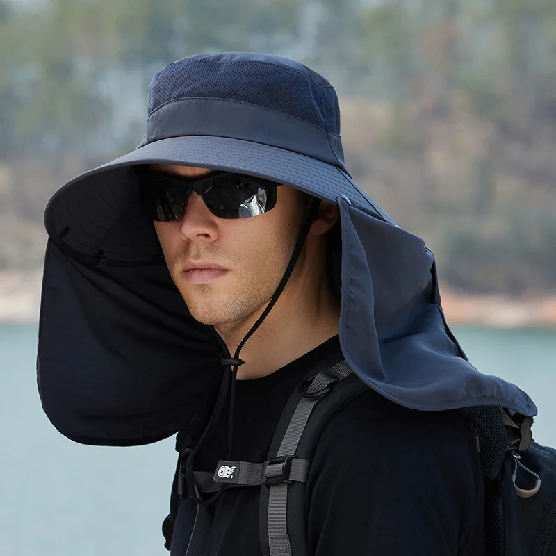 

Summer Men Women Hat Outdoor Face Neck Wide Brim Shawl Bucket Hat Sun Protection Wide Brim Cap for Fishing Hunting