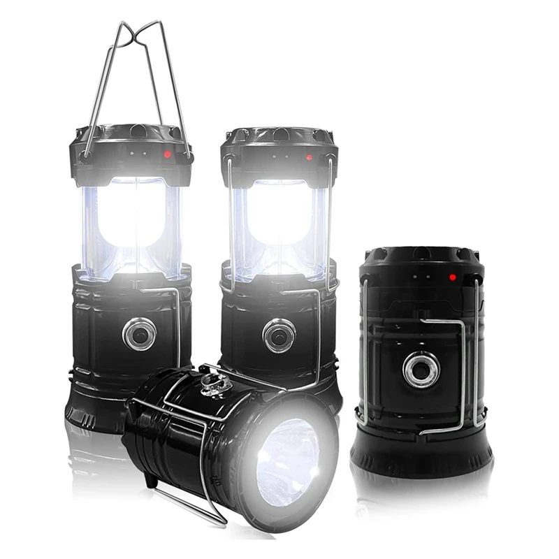 

4Pcs USB Rechargeable Charging Waterproof Solar Folding Camping Lantern LED Solar Light For Phone