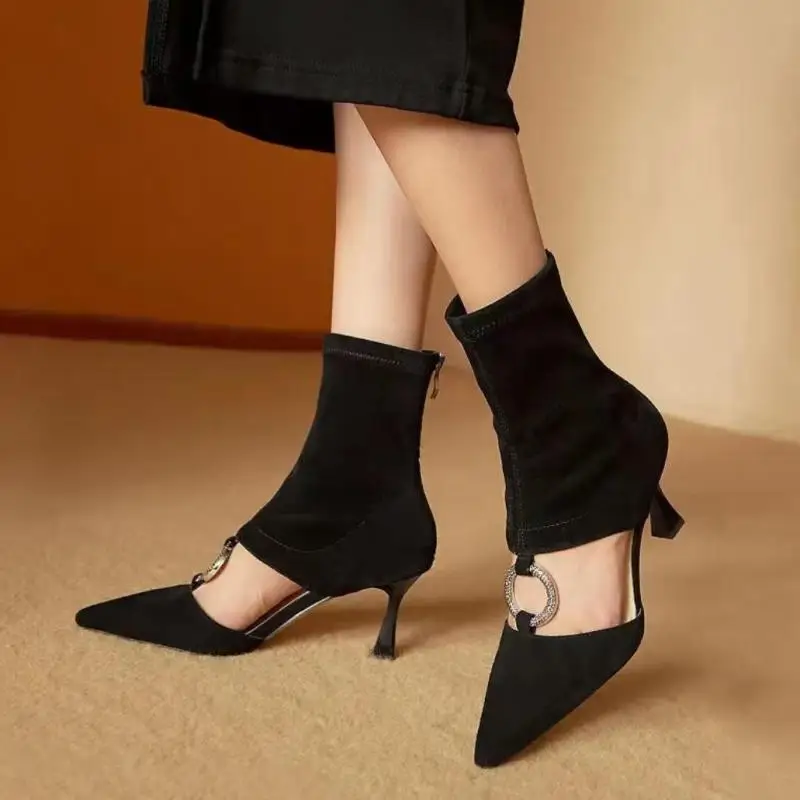 

2022 Summer Boots Women's Ankle Boots High Quality Pointed Toe Ladies Fashion Low Heel Comfortable Ladies Cool Boots