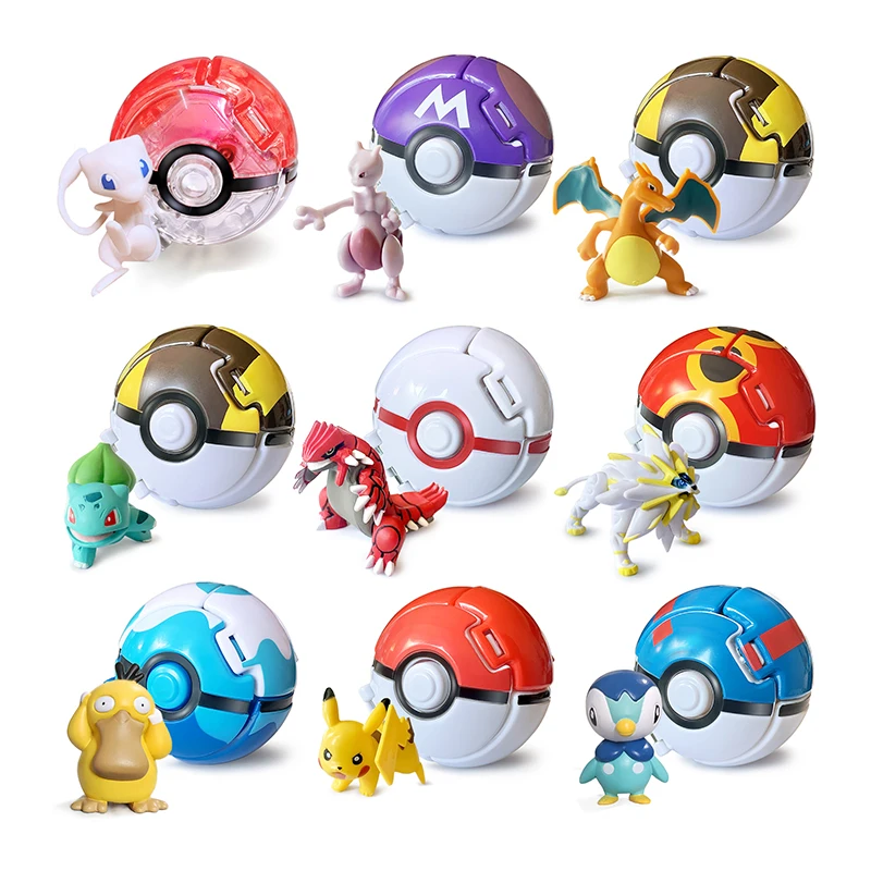 

Pokemon Pokeball Action Figure Pikachu Charizard Mewtwo Pocket Monster Deformed Elf Ball Toys Collection Model Children's Gifts