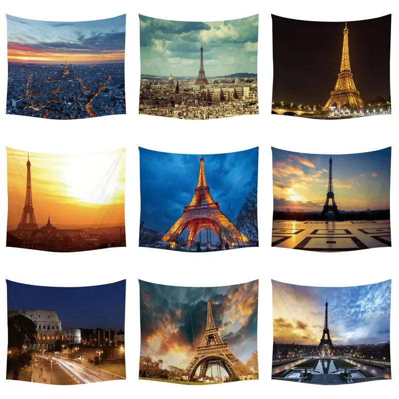 

Paris Tower Home Decor Wall Tapestries Art Paris Landmark City Of Night View Modern fFashion Tapestry Wall Hanging Beach Towel