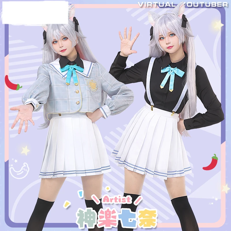 

COSLEE Vtuber Kagura Nana Cosplay Costume Sailor Wear Knitwear JK School Uniform Dress Halloween Party Outfit For Women NEW