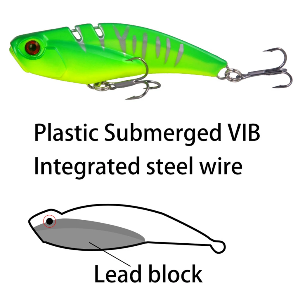 

VIB искусственная приманка с 2 крючками, 7 см, 20 г, кренкбейт из АБС-пластика, воблеры дальнего заброса, джиггинг-снасть, зеленая щука