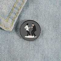 pulp fiction dancing printed pin custom funny brooches shirt lapel bag cute badge cartoon jewelry gift for lover girl friends