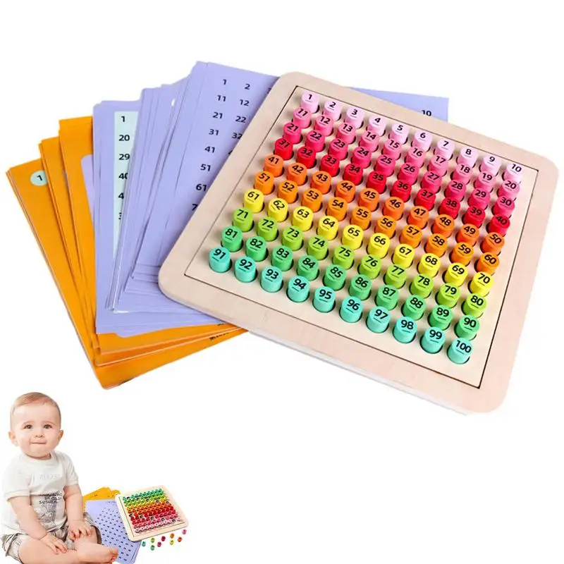 

Wooden Toys Hundred Board 1-100 Digital Board Montessori Math Toy Number Board For 3-12-year-old Toddlers Counting To 100 For