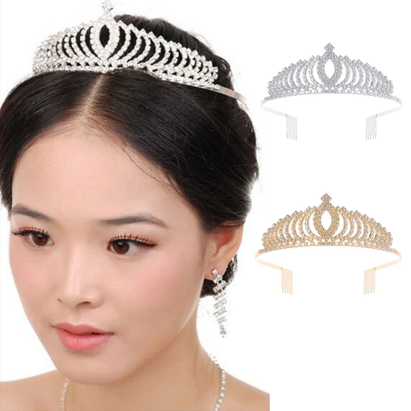 

Princess Crown Wedding Tiaras For Bride Crystal Crowns And Tiaras With Comb Rhinestone Queen Tiara Headband