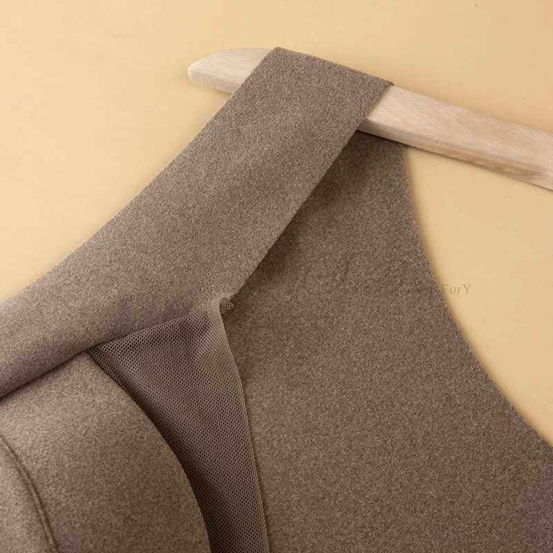 2pcs Fall/Spring Plus Size Velvet Thermal Vest French Women Underwear Fixed Cup  Single Layer Sanding Heating Vest