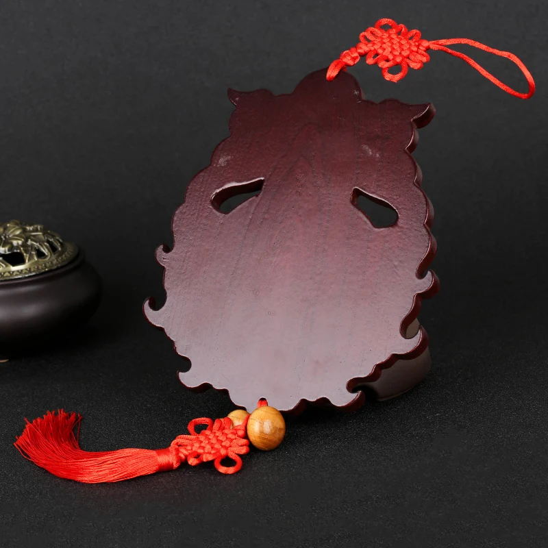 Mahogany beast head gossip mirror pendant wood carving feng shui toilet door to bedroom kitchen decorations |