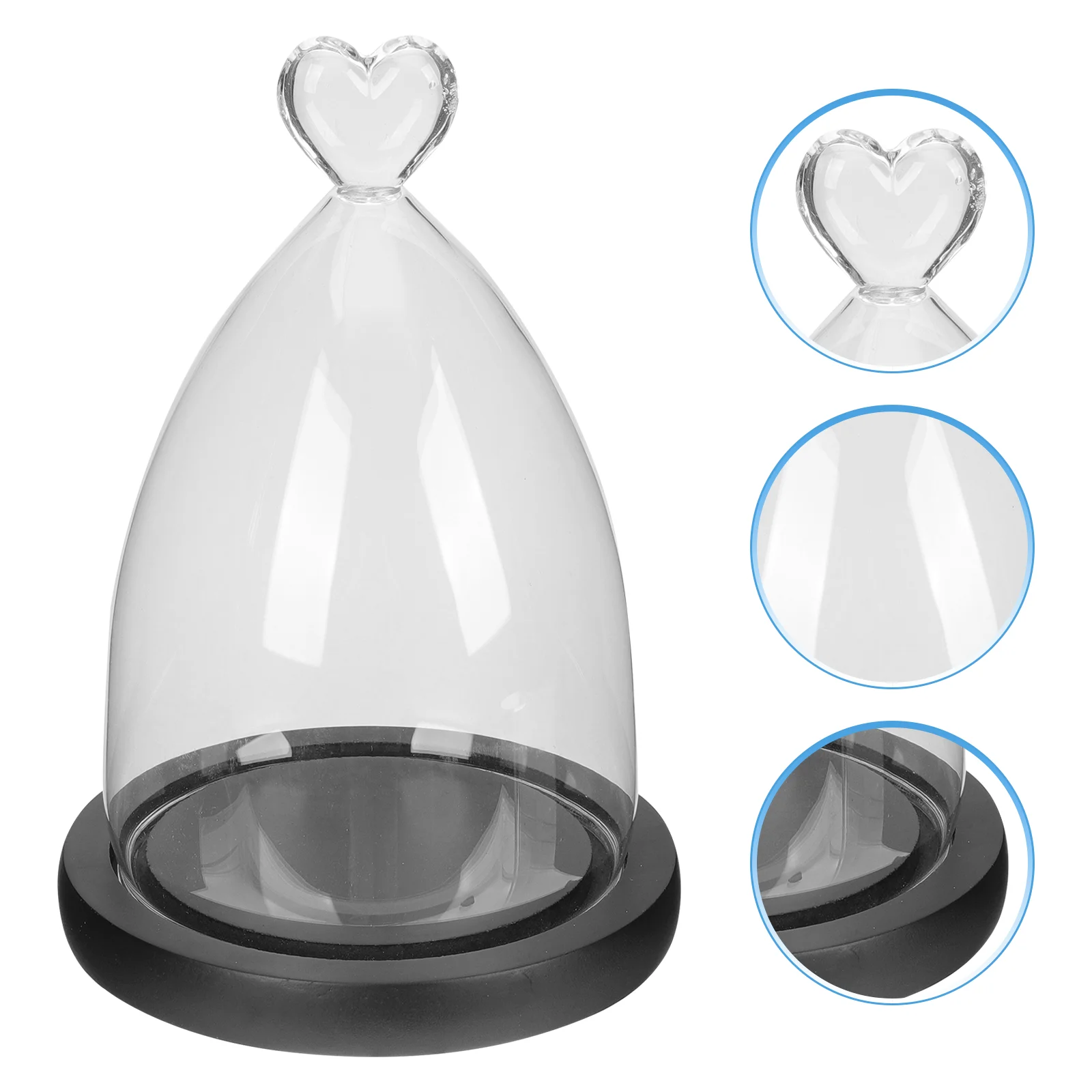 

With Base Clear Decorative Memorable Heart Design Preserved Flower Cover Flower Craft Desktop Cover Dome