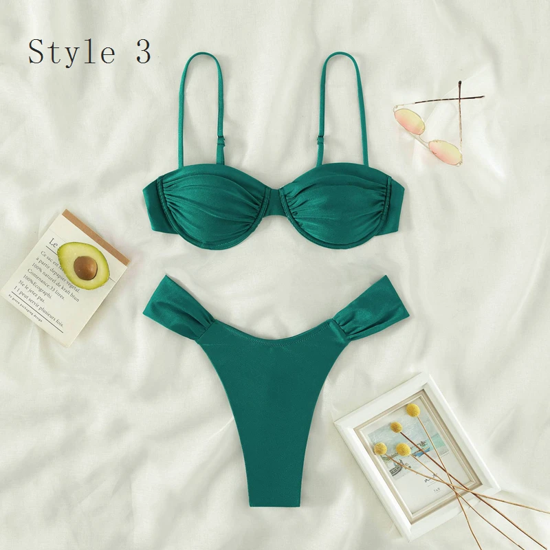 

Swimsuit Women Sexy Bikini Set Push-up Padded Bra Thong Two Pieces Swimwear Beachwear Bathing Suit Femme