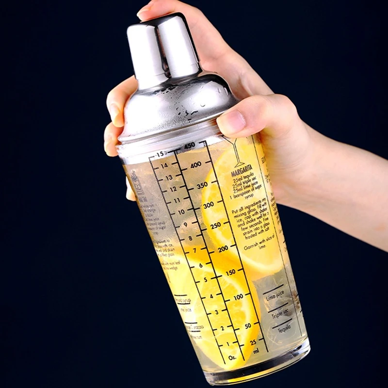 

450ml Mix Master Glass Stainless Steel Cocktail Boston Bar Shaker Bar Tool Accessory