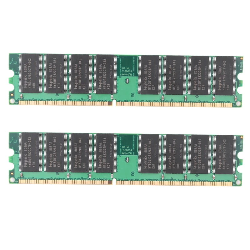 

2X DDR 1GB PC Memory Ram DDR1 Desktop PC3200 400MHz 184 Pin Non-ECC Computer Memoria Module