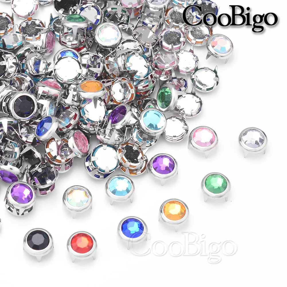 Круглые заклепки с кристаллами 6 мм 100 шт.