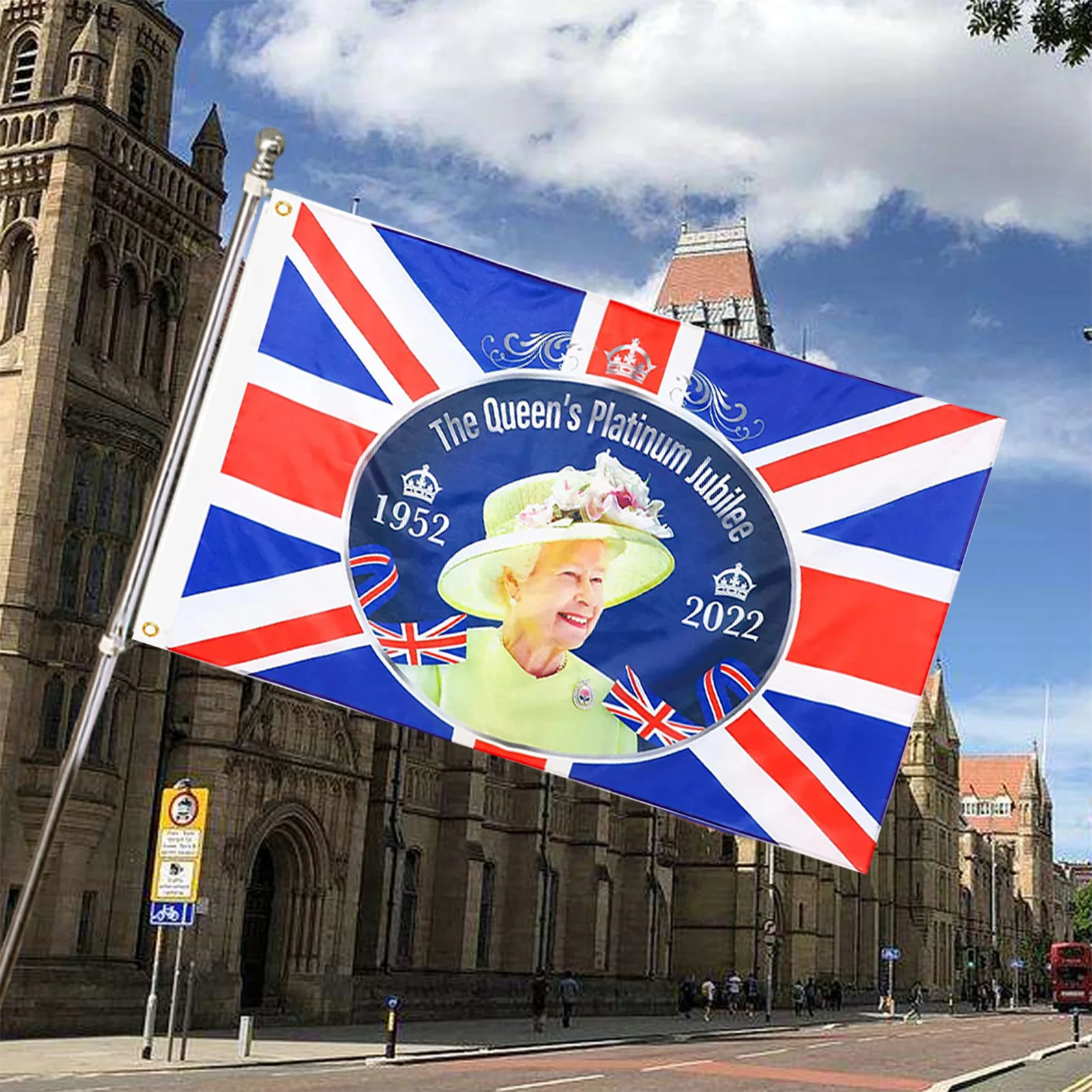 

Queen Elizabeth 2022 Platinums Jubilee Flag 70th Anniversary Street Party Giant Souvenir Banner Queen Elizabeth Party Flag For A