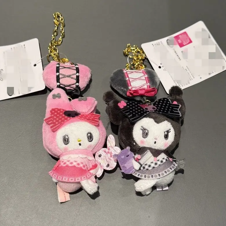 Фото Плюшевая кукла-брелок My Melody Kuromi Sanrio с бантом и волнистым узором, подвеска для сумки, подарок на день рождения для друга №1