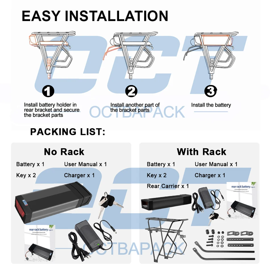 Литий-ионный аккумулятор для электровелосипеда 36 В 30 А/ч 48 25 52 в