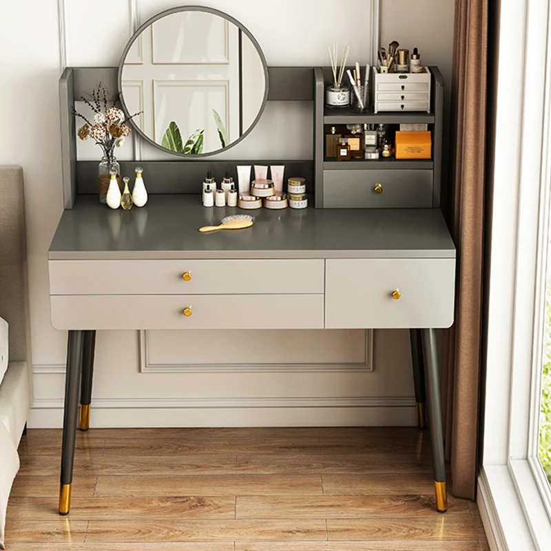 

Cosmetics Organizing Vanity Desk Light Mirror Dressers Modern Drawer Vanity Table Set Womens Elegant Bedroom Toaletka Home Decor