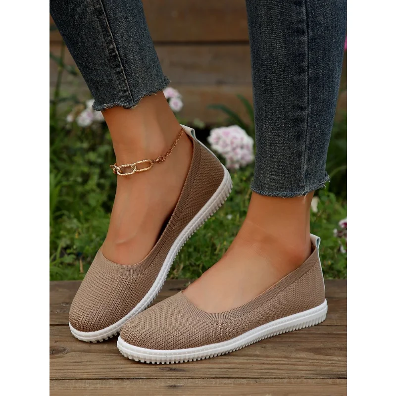 

Женские сетчатые дышащие кроссовки, повседневная обувь на плоской подошве, вязаные удобные прогулочные туфли, лето 2023