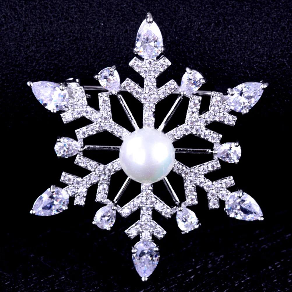 

Brooch Stylish Delicate Hat Brooch Pearl Snowflake Pin Decorative Broche for Female Girl