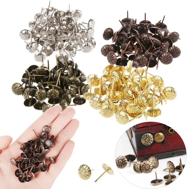 

Jewelry Box Upholstery Nails Doornail Pushpin Metal Tacks Stud Furniture Hardware Wine Case Vintage