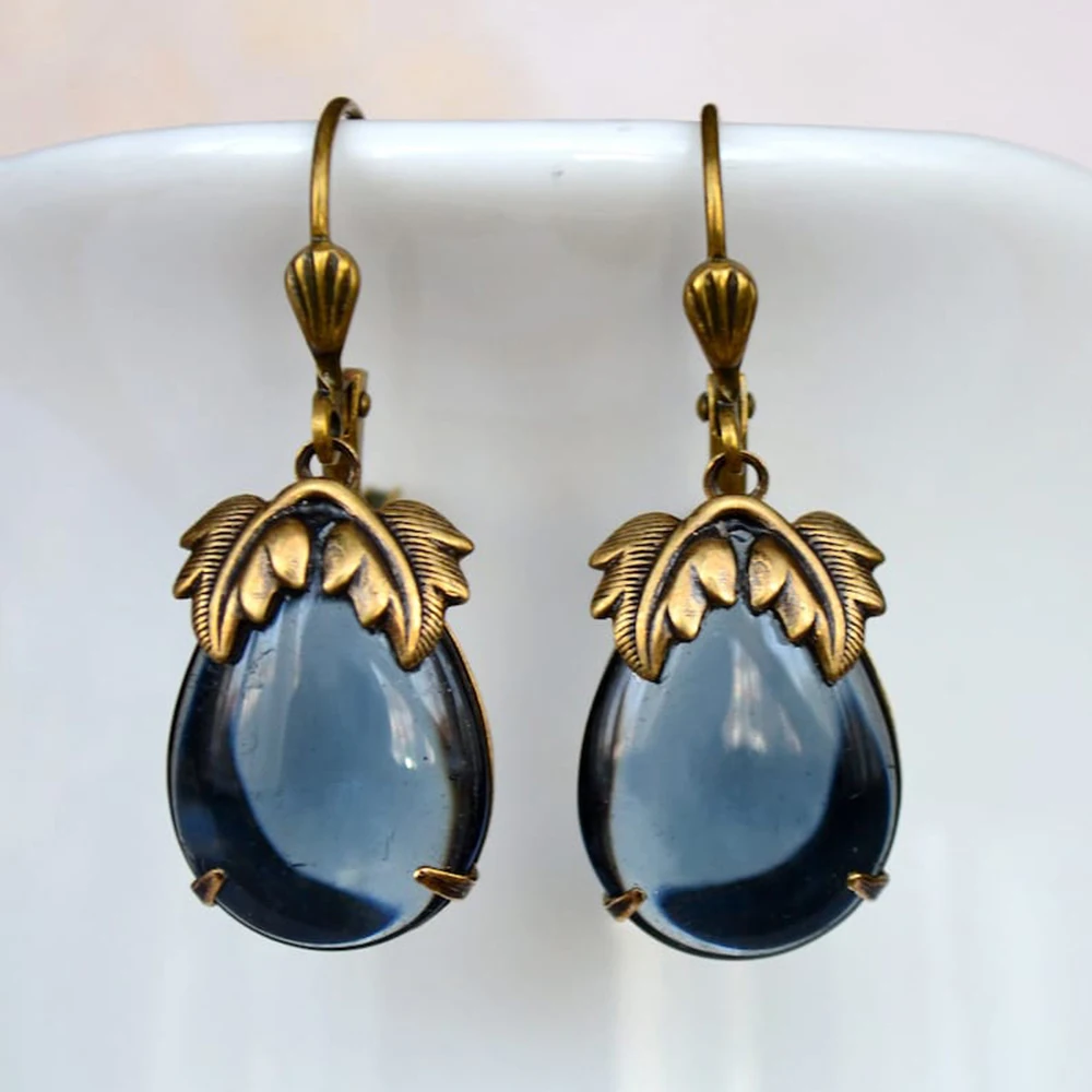 

Creative Design Leaf Water Drop Shape Crystal Dangle Earrings For Women Vintage Personality Party Earrings Jewelry