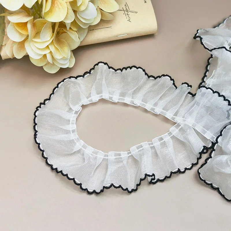 Плиссированная органза по низкой цене кружевная юбка с оборками для одежды