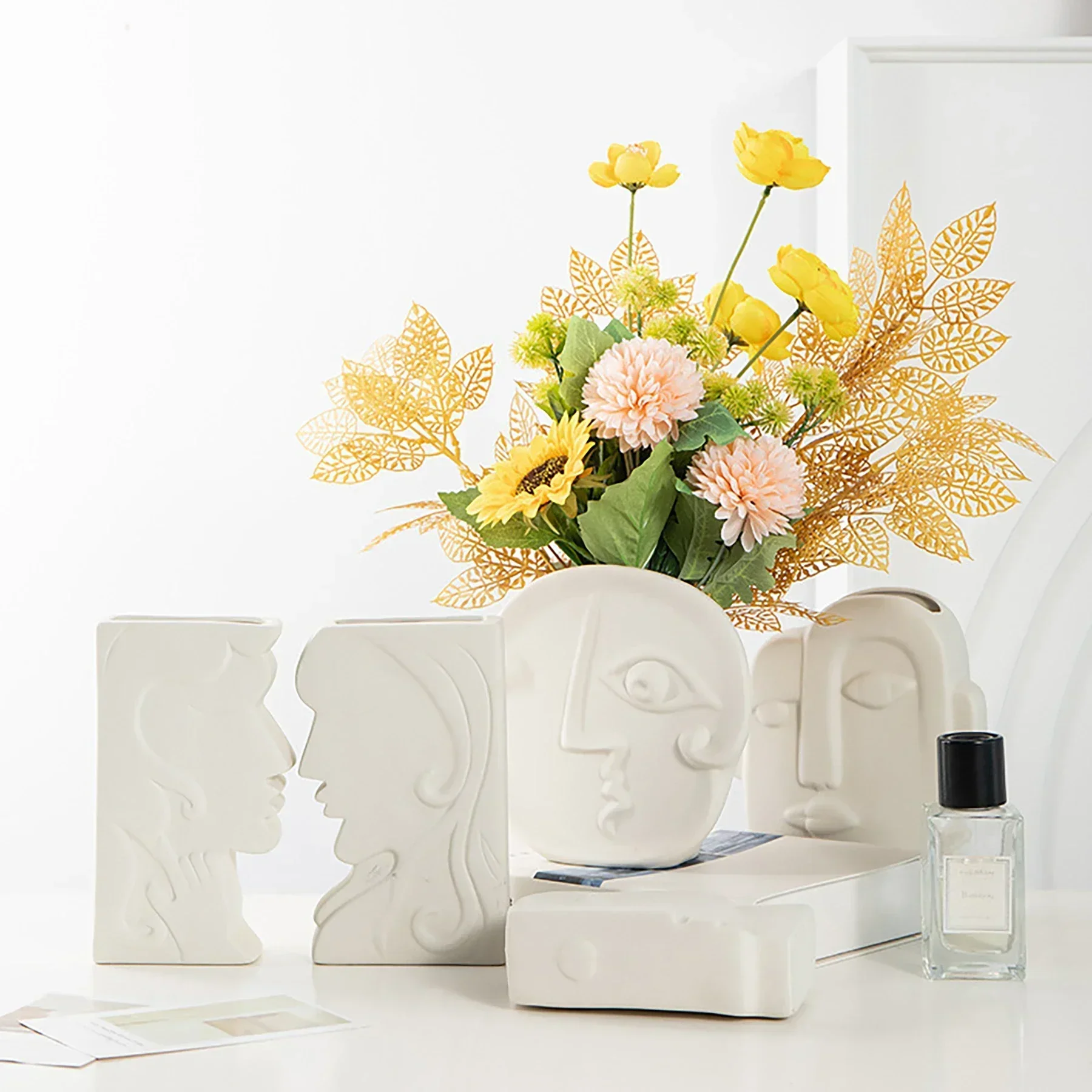 Креативная ваза с человеческим лицом декоративный цветочный горшок сушеные